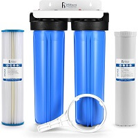Well Water Whole House Filtration System 20" Dual Stage Complete Commercial Grade Sediment Odor Taste Rust 1" Ports