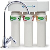 Aquasana AQ-5300+ Kitchen Counter Filtration 99% of Chloramine-Chrome 3-Stage Max Flow Claryum Under Sink Water Filter System