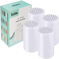 Luxau 4 Pc 18 Stage Shower Filter Replacement Cartridge, Shower Head Filter Refill Cartridge, for Hard Water Chlorine Heavy Metal Impurity, Improve Skin Hair, Fit Any Similar Shower Water Filter