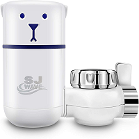 SJ WAVE Water Faucet Filter System - Water Faucet Filter Purifier Faucet Mount Water Filters for Sink (White, Bear Shape)