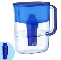 Maxblue MB-PT-06B 10-Cup NSF Certified Water Filter Pitcher with 1 Filter, Reduces Lead, Fluoride, Chlorine and More, BPA Free, Blue