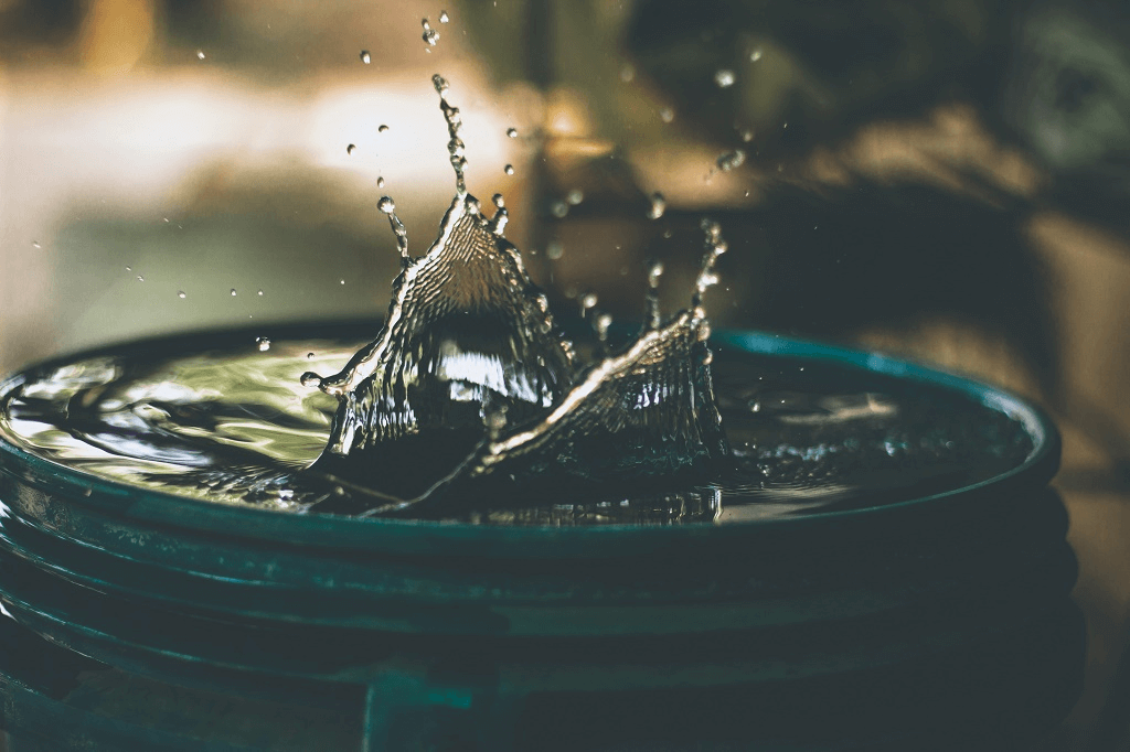 Container filled with filtered water