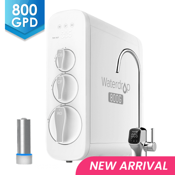 800 GPD Tankless RO System with UV Sterilizing Light and Large Faucet Screen - Waterdrop G3P800